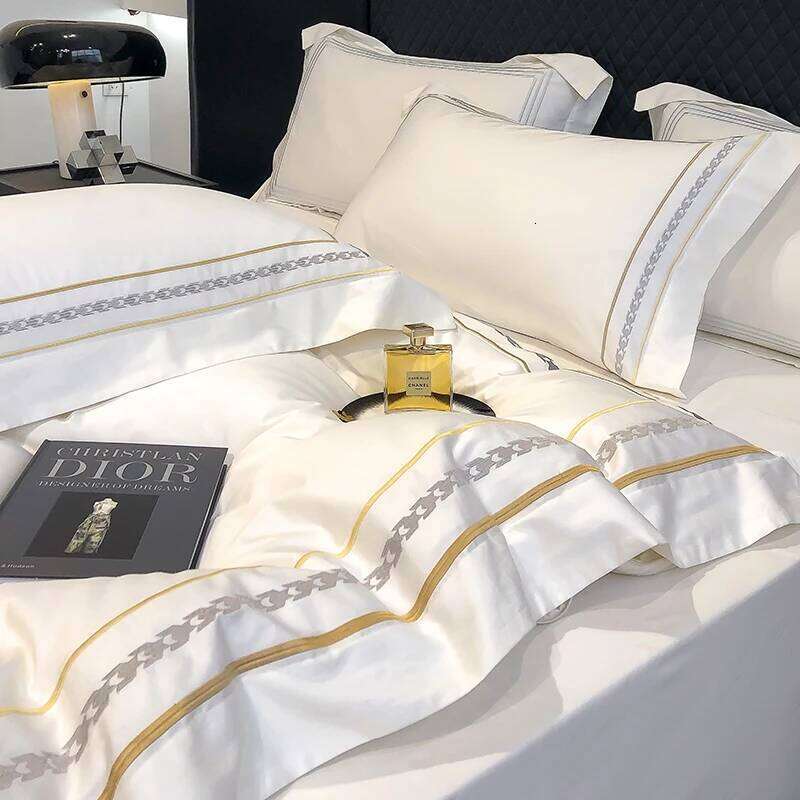 100% Egyptian Cotton Embroidery Hotel Style Bedding Queen King Size Duvet Cover Set Bed Sheet/Fitted Sheet Pillowcase H260312 - view 6