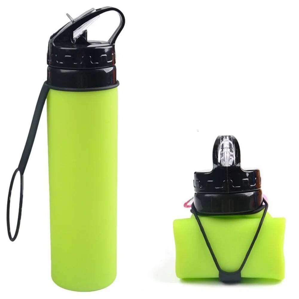 600ML, silicone portable sports water bottle, suitable for hiking, camping, lightweight and foldable desi Z260314