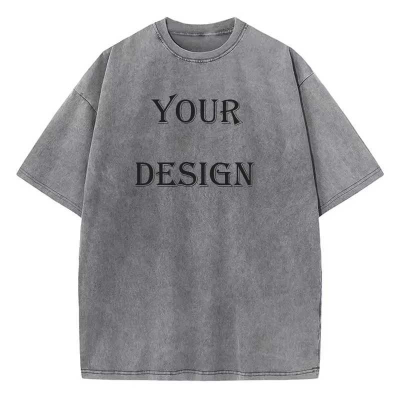 Unisex Cotton Washed Tshirt Customized Printed T Shirt Harajuku Top DIY Your Like Photo or T-shirt Fashion Custom Top D260313