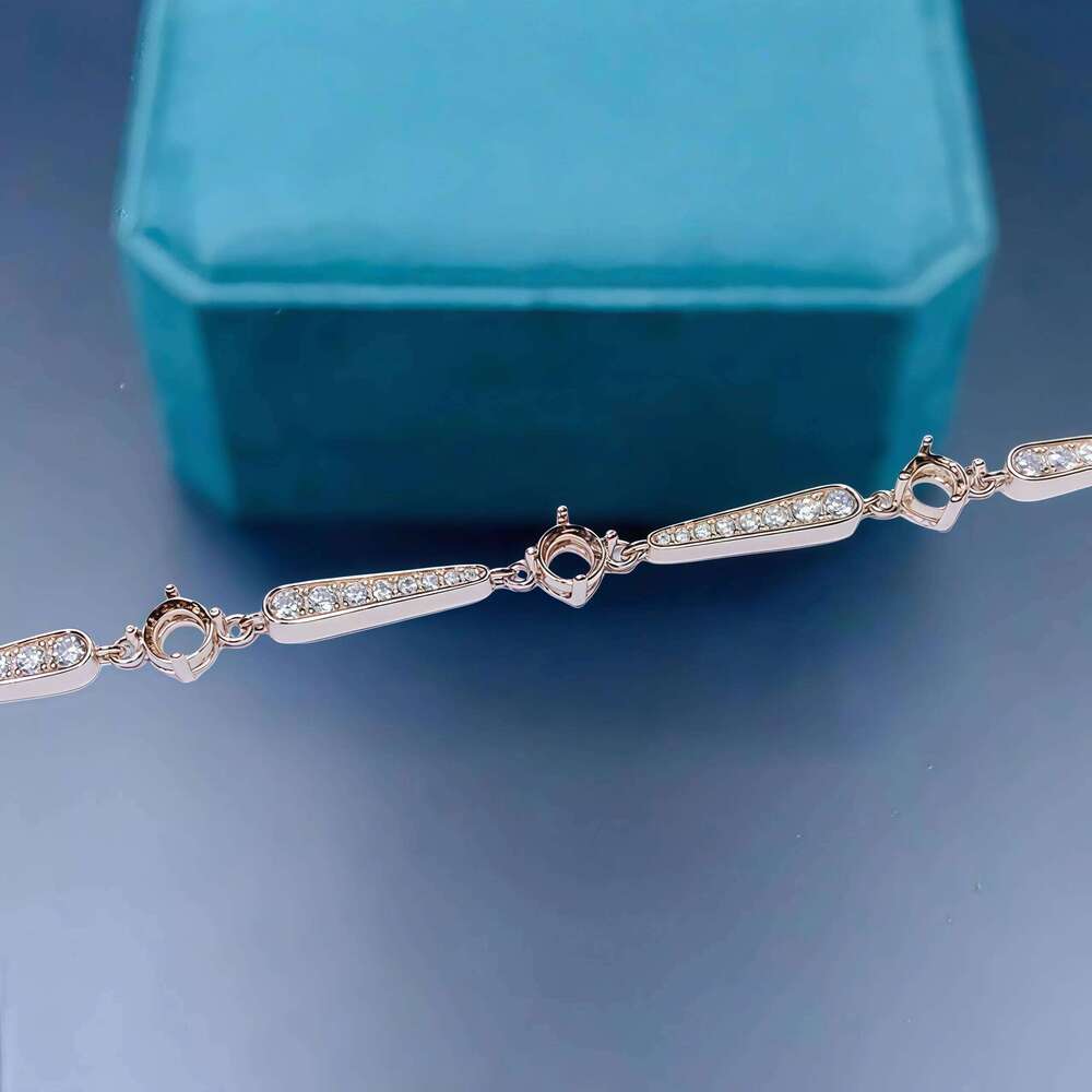 Fashion DIY Empty Bracelet Holder S925 Sterling Silver 4mm Round Stone Fine Simple Design Charm Weddings Jewelry for Woman Z260313