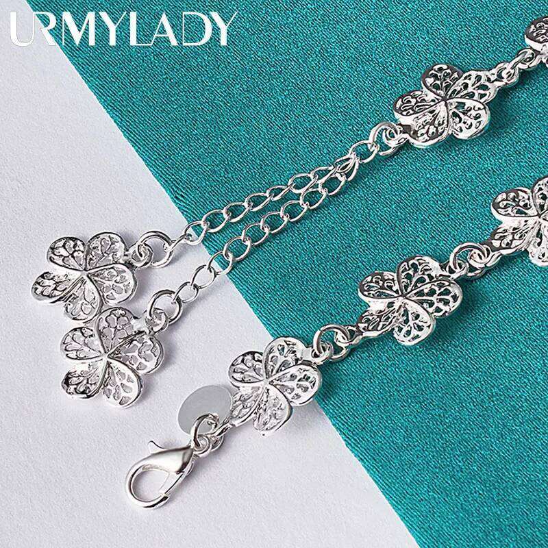 URMYLADY 925 Sterling Silver Flower Tassels Chain Bracelet For Women Wedding Engagement Party Fashion Jewelry Z260313