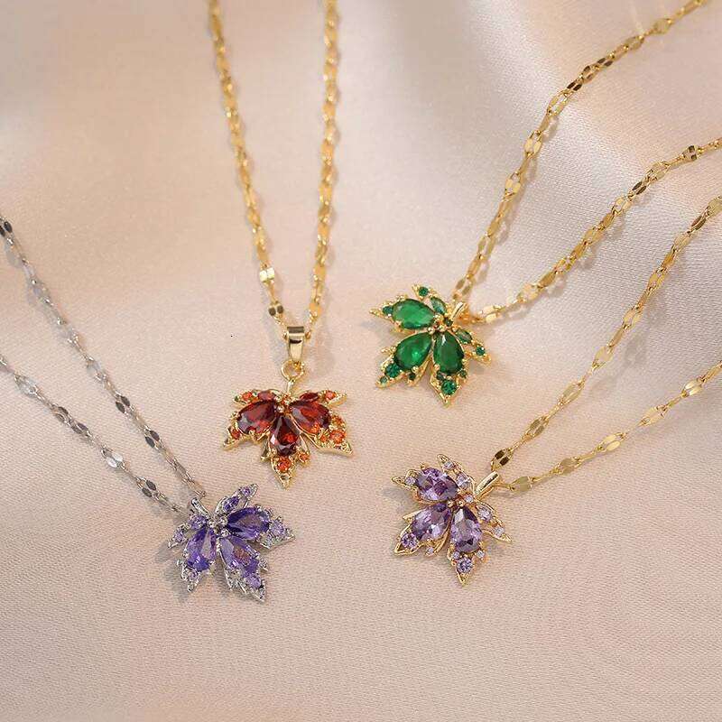 Exquisite Micro Inlaid Zircon Tassel Necklace For Women Stainless Steel Moon Butterfly Flower Clavicle Choker Jewelry H260312