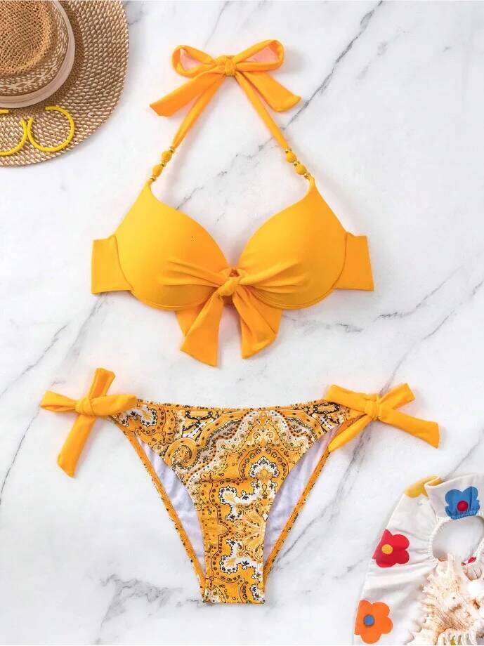 Sexy Push Up Bikini 2024 Women Swimsuit Two Piece Swimwear Female Thong Bikinis Set Swimming for Bathing Suits Brazilian Biquini Y260303