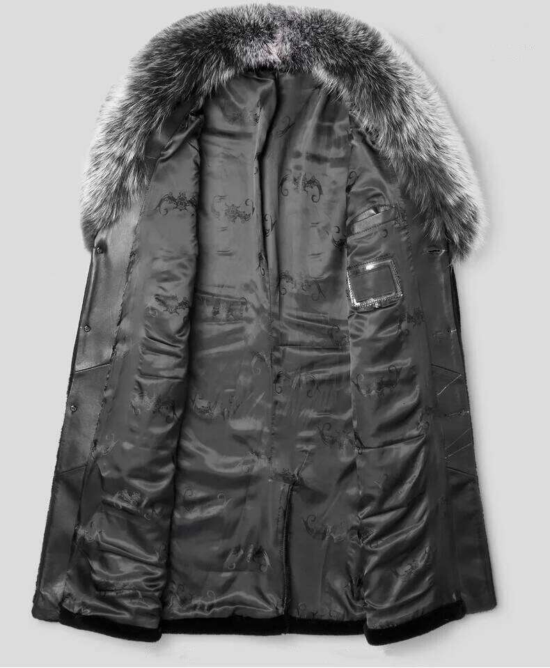 Men's winter thermal Mink Fu long Faux Fox hair large fur collar casual plus-size trench coat Z260313