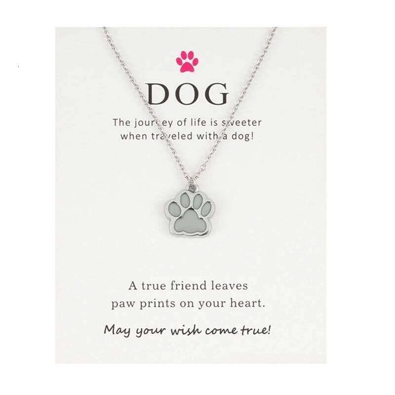 Glow In The Dark Cute Luminous Dog Cat Paw Pendants Necklaces for Mens Women Necklace Chain Fashion Jewelry H260312