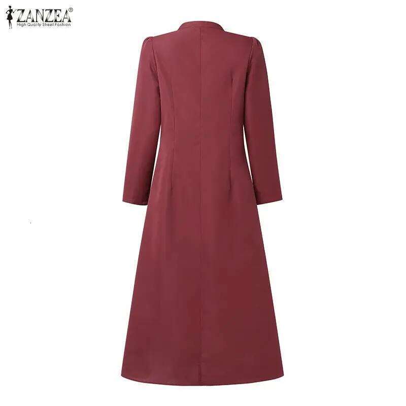 ZANZEA Elegant Party Dress Women Sleeve V-Neck Buttons Long Shirt Vestidos 2026 Fashion Casual Streetwear Office Midi Robe Z260313
