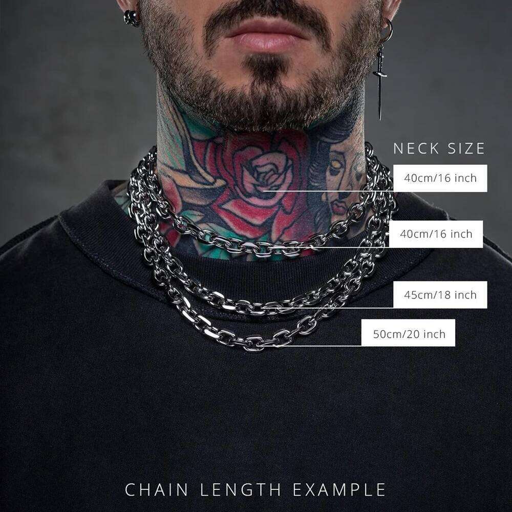 8mm Chunky Bevelled Cable Link Chain Stainless Steel Grunge Jewelry Punk Gothic Necklace Gift for Him H260312