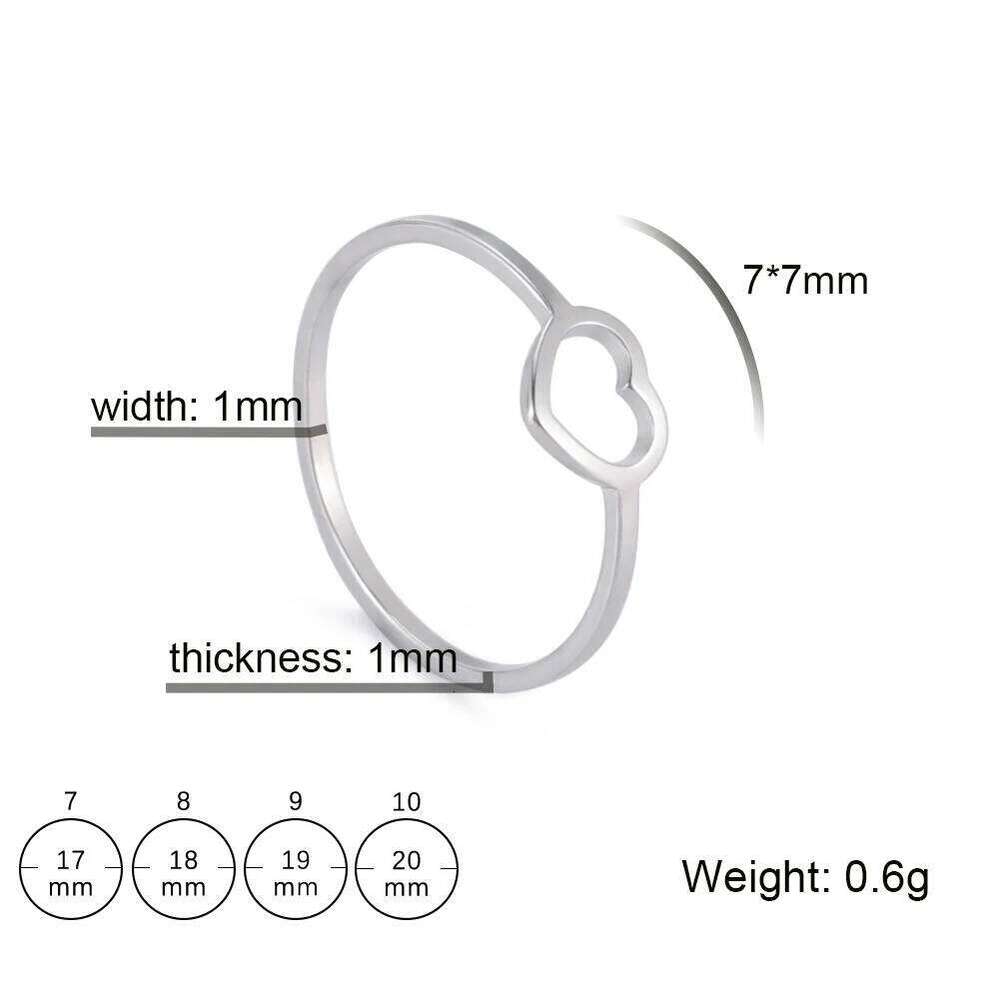 Skyrim New Simple Hollow Heart Rings for Women Stainless Steel Minimalist Finger Ring Jewelry Engagement Anniversary Gifts H260312