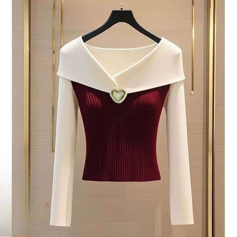 Autumn Elegant Korean Style V-neck Pullover Women Sweater Slim Fit Female Long Sleeve Knitted Top Fall Casual Winter Knitwear Z260313