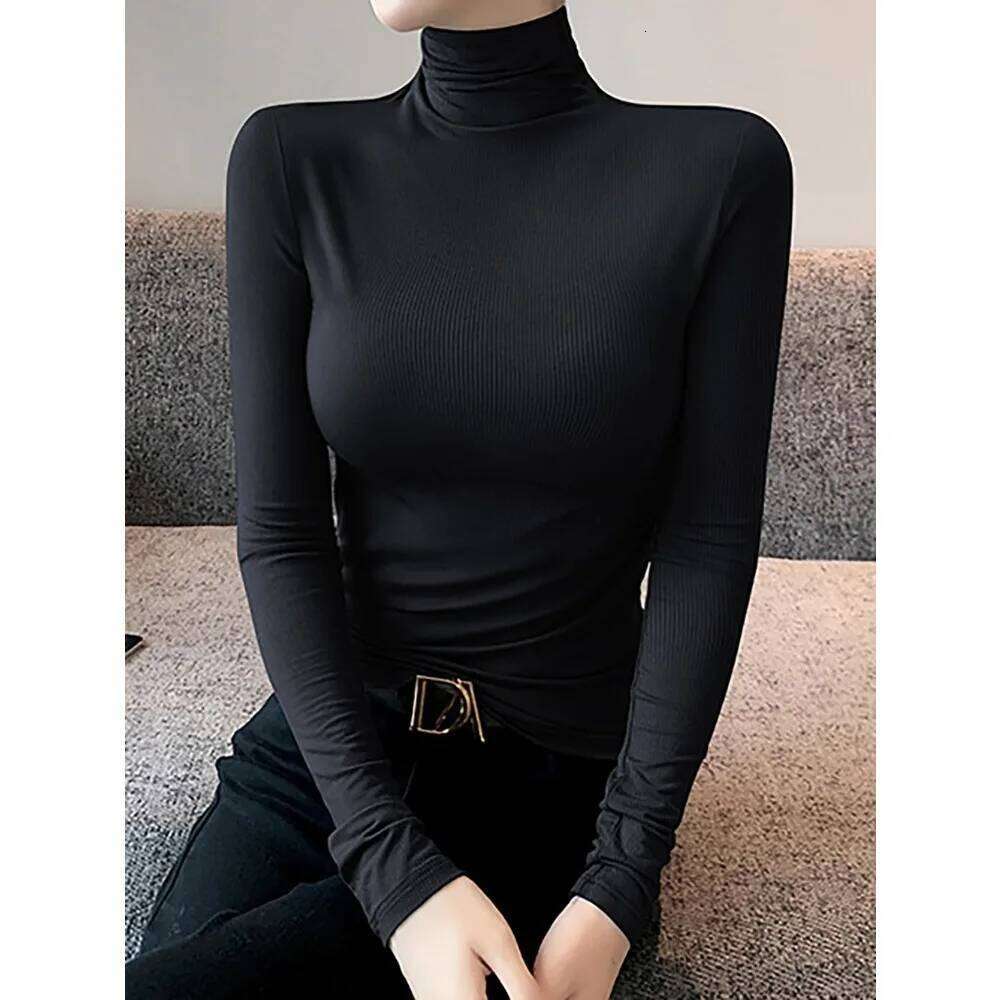 Plus Size Women 2025 New Autumn Winter Thick Knitted Ribbed Pullover Sweater Breathable Turtleneck Slim Warm Pull Femme Z260313