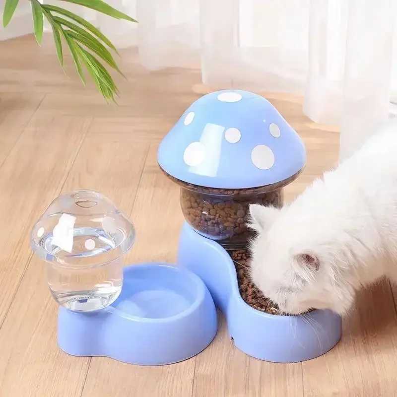 Cat Pet Automatic Feeder Water Dispenser Cute Mushroom Large Capacity Food Container Pet Bowl Water Storage Device Supplies H260313