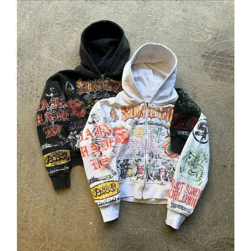 Zipper Hoodie Y2k American Fashion Personalized Anime Printed Retro Gothic Dark Style Oversized Sportswear Street Top Z260315