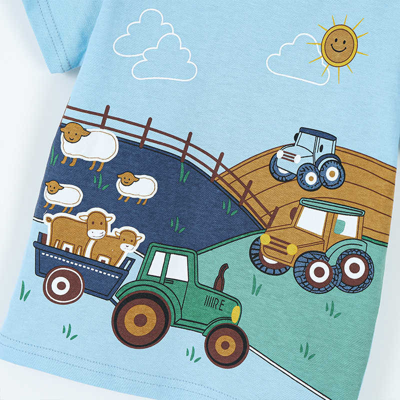 T-shirts Boys' Country Style T-Shirt with Farm Animal and Tractor Print Children's Short Sleeve T-Shirt for Spring and Summer