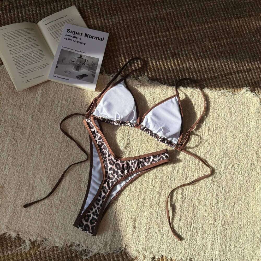Para Praia Lerpard Brazilian Micro Swimwear T-back Swimsuit Women Sexy Biquini 2023 Thong Bikini Set Bathing Suit Y260303
