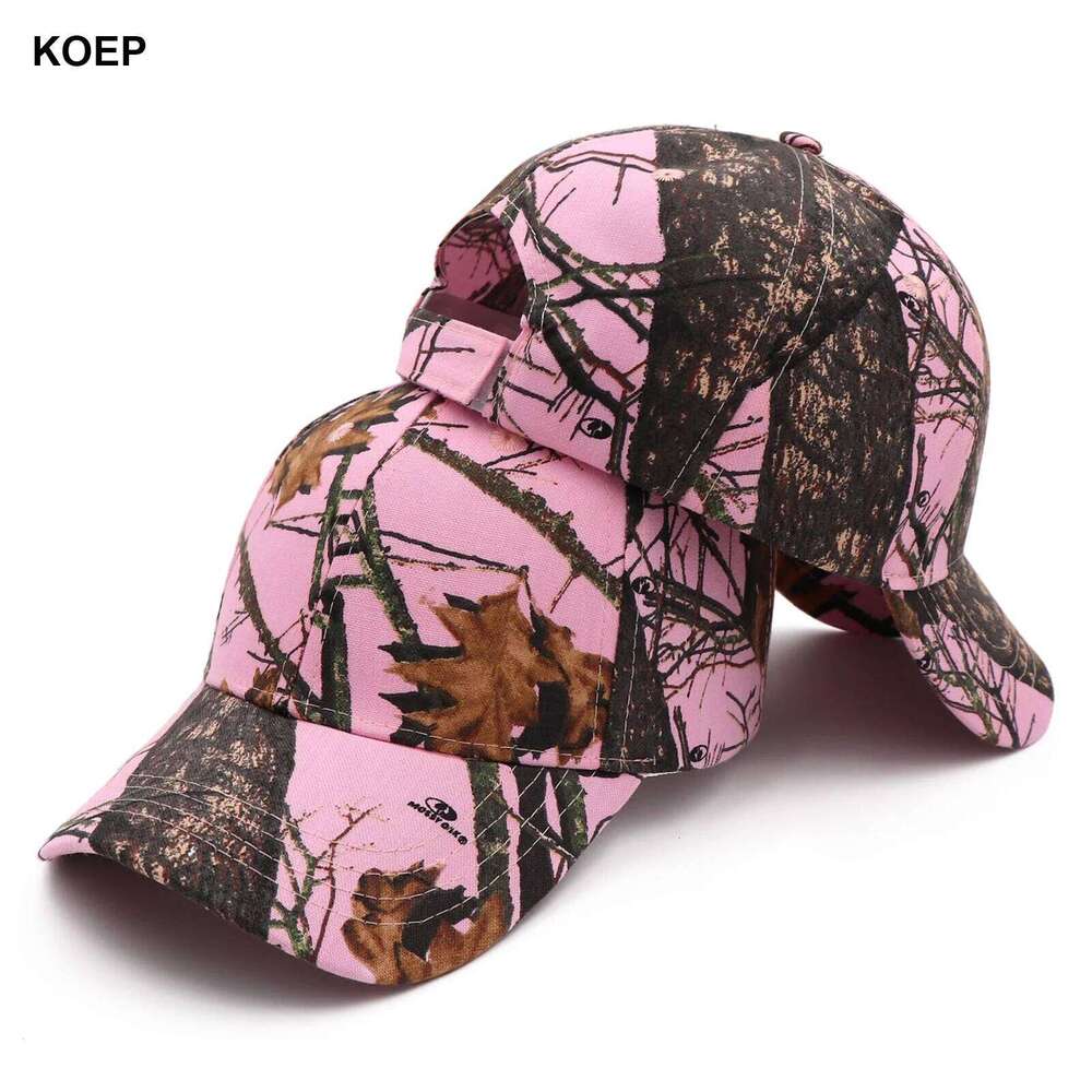 KOEP Oak Tree Pink Camo Hunting Fishing Baseball Caps Camouflage Hats Suitable For Women's Outdoor Sports Z260313