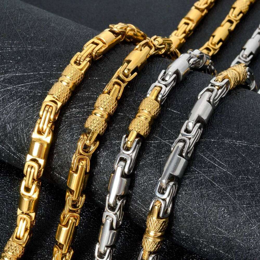 New Men's and Women's Stainless Steel Necklaces Geometric Byzantine Chains Retro Hip-hop Punk Party Jewelry Gifts H260312