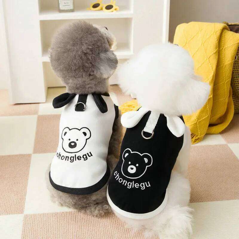 Fashion Cool Dog T-Shirt Bear Print Chihuahua Yorkie Thin Breathable Vest Puppy Outfit Shirt Summer Pet Clothes Bamubi