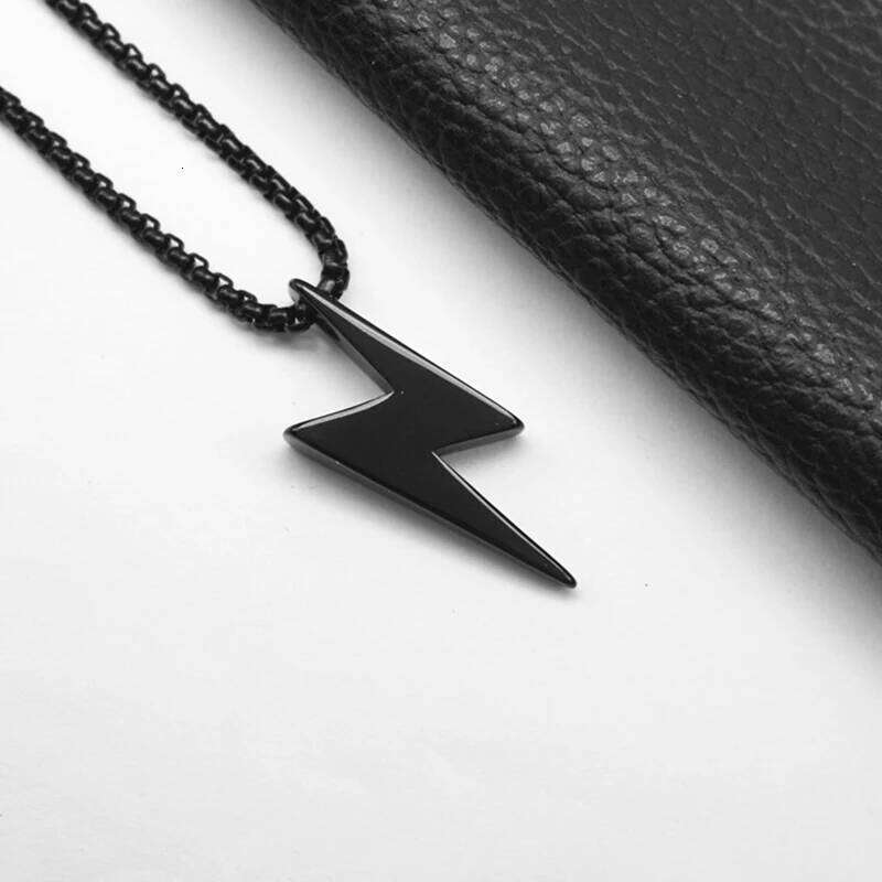 1PC Fashion Simple Stainless Steel Geometic Lightning Necklace Men Jewelry Birthday Gift for Him H260312