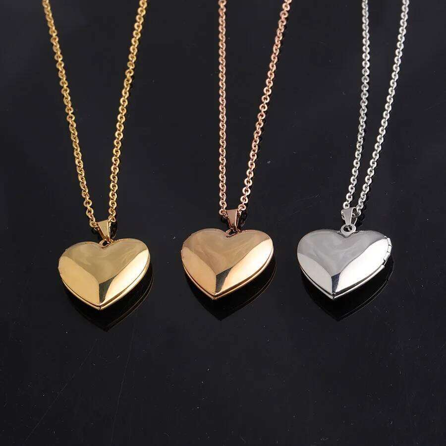 Mirror Polished Stainless Steel Heart Photo Frame Memory Locket Pendant Necklace Family Collar H260312