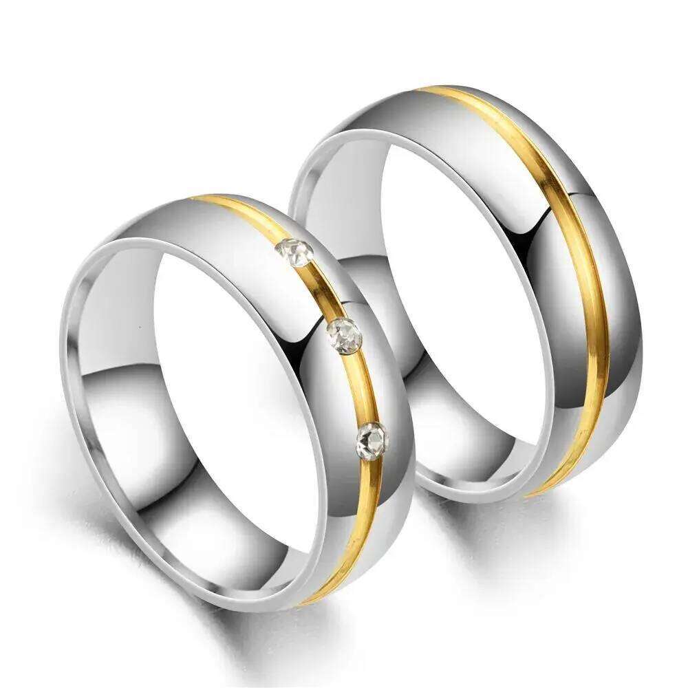 2025 Trendy Stainless Steel Couple For Men Women Inlay Rhinestones Zirconia Rings Wedding Party Jewelry Festival Gifts H260312