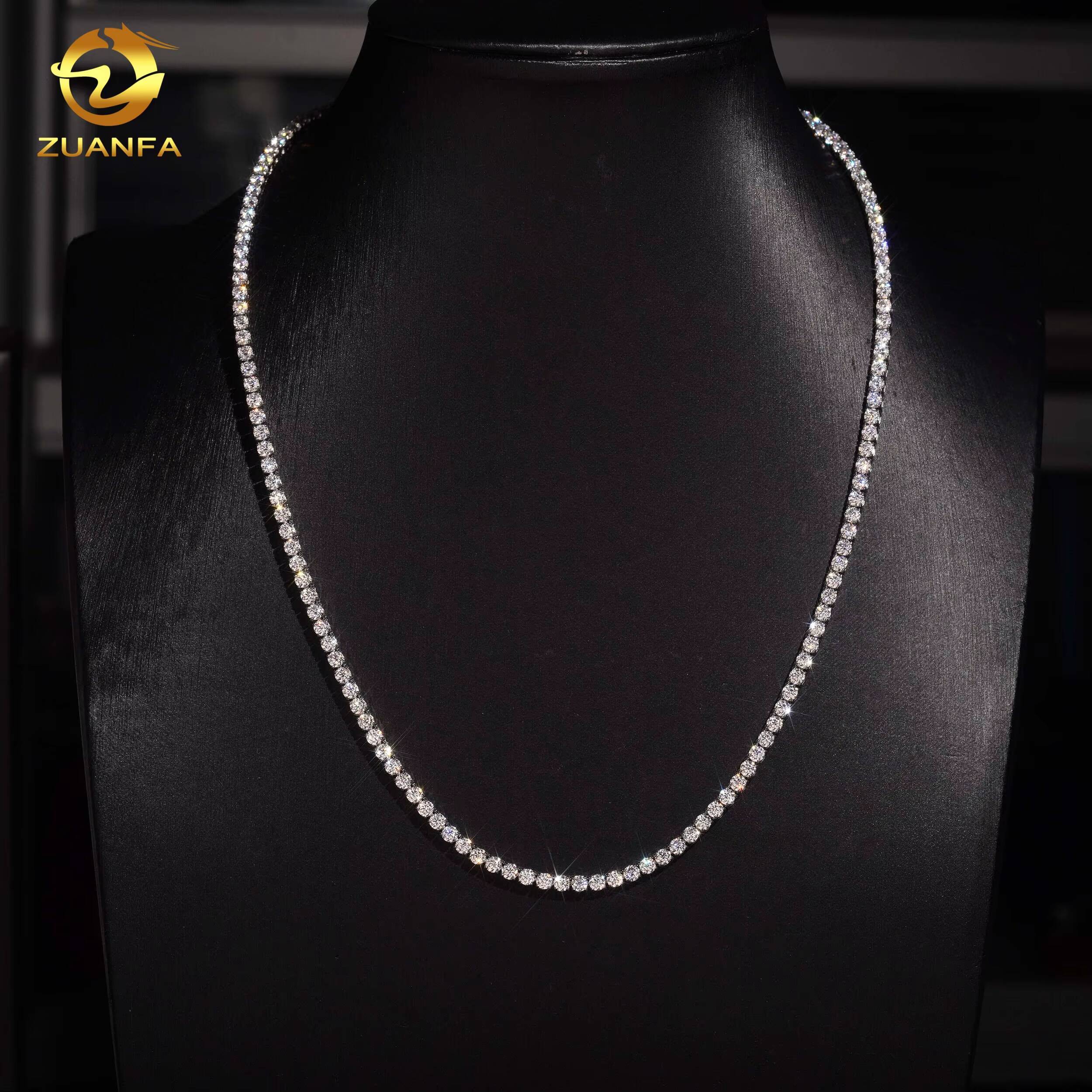 Factory Price 3mm Bracelet Hip Hop Moissanite Jewelry Iced Out Diamond VVS Moissanite Necklace 316L Stainless Steel Tennis Chain