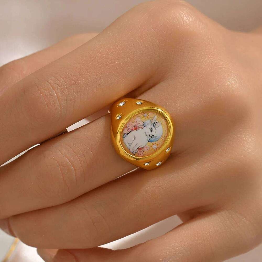 Simple Golden Oval Geometry Ring women Jewelry Party Gift H260312
