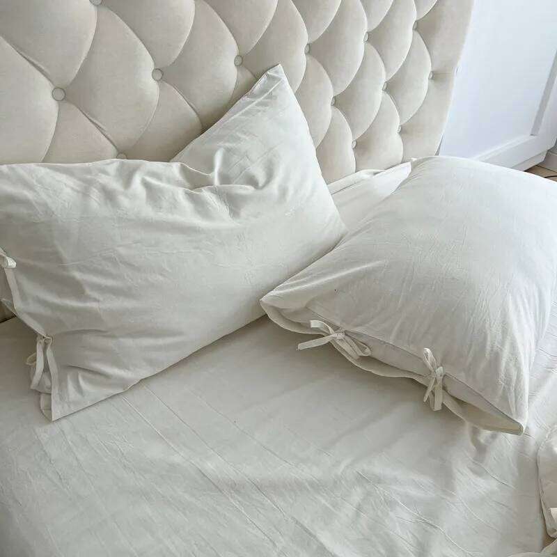 White Minimalist Comforter Cover Set Twin Queen Size, 4PC Bedding, Hotel , Extra Soft Flat Sheets/Fitted Sheet Pillowcases H260312 - view 7