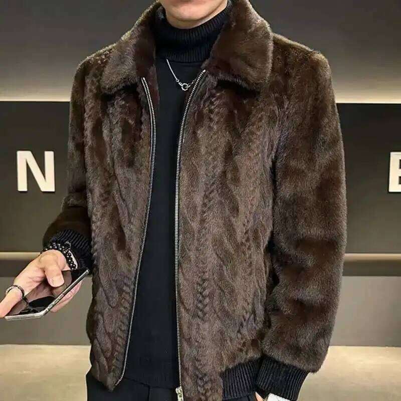 Men's Plush Thick European Style Faux Leather Jacket Men Fur Coat Jaqueta De Couro Masculina Z260313