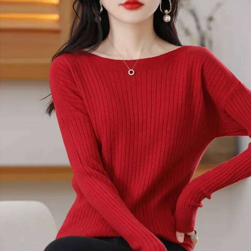 Pullovers Women Sweater Autumn Winter Bottiming Shirts Korean Fashion Slash Neck Long Sleeve Slim Fit Casual Warm Knitwears Z260313