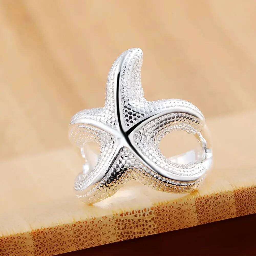 High quality 925 Sterling Silver fine Big starfish Rings For Women Fashion Party wedding luxury Charms Jewelry Christmas gift H260312