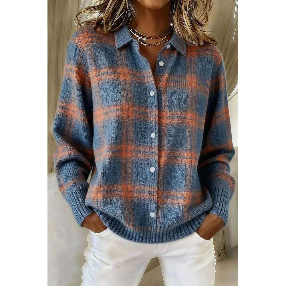 2025 European American cross-border Amazon independent station autumn and winter explosive women's lapel striped color-block Z260313