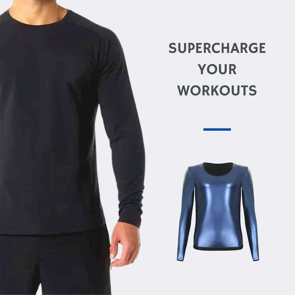 Sauna Shirt Men Sweat Suit Compression Long Sleeve Top Weight Loss Body Shaper Shirts for Workout Sports 26Y0313
