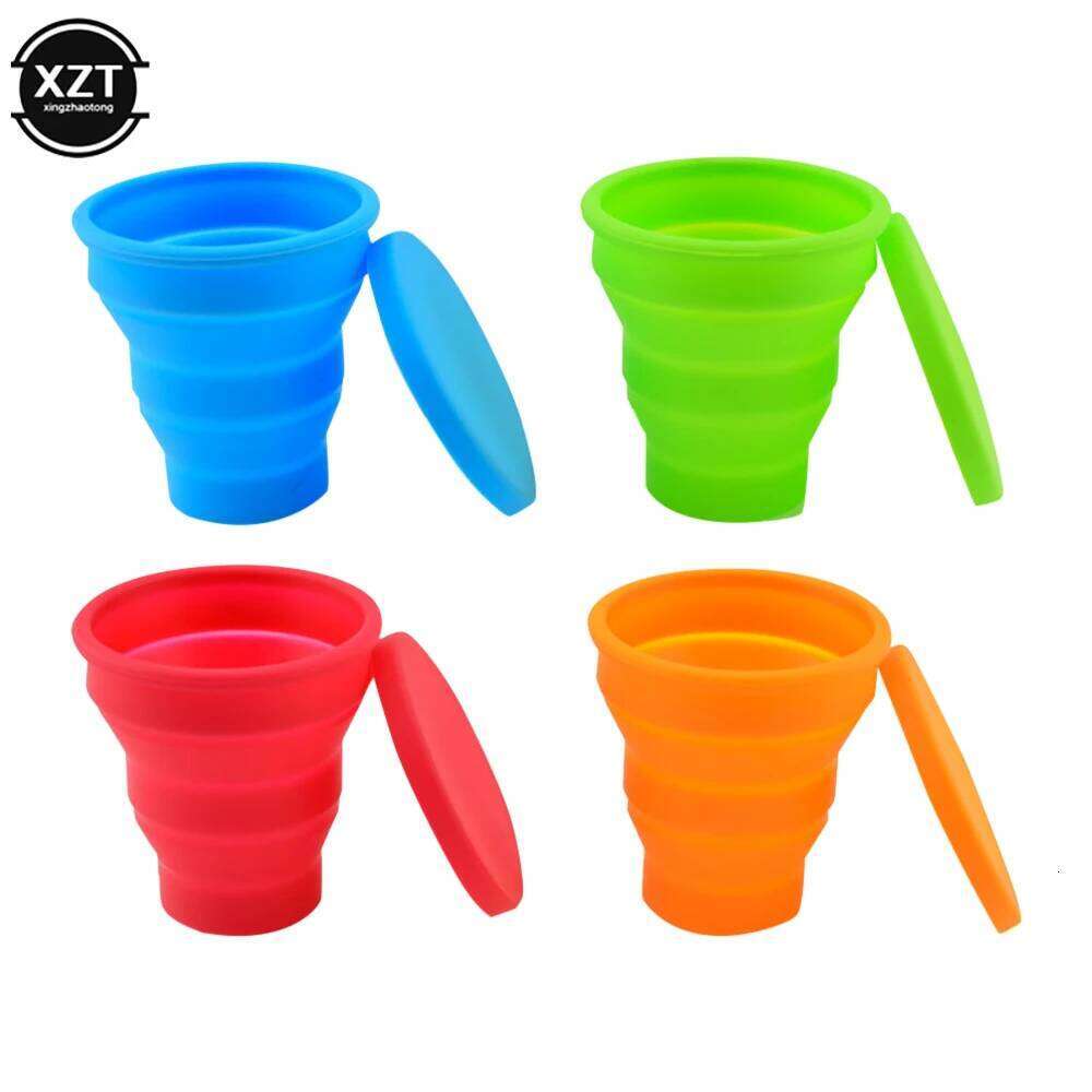 Portable Folding Glass Silicone Retractable Mug High-temperature Resistant Food Grade Water Cup for Outdoor Travel 200ml Z260313