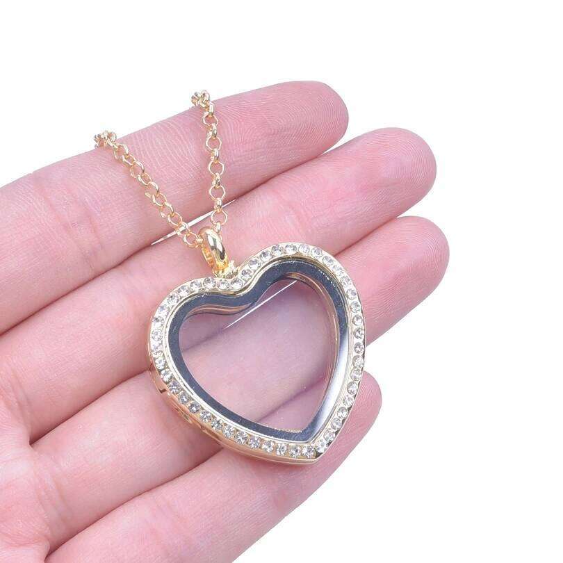 Heart Locket Pendant Necklace For Women Men Accessories Rhinestone Floating Lockets Charm Necklaces Fashion Jewelry Gift 3 Color H260312