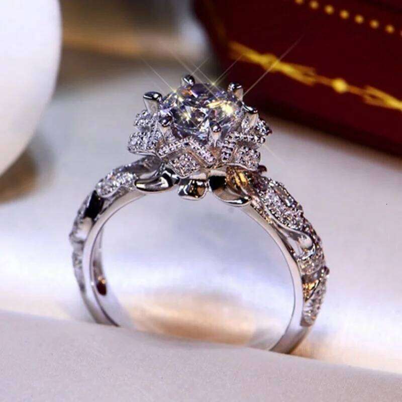 Classic Silver Plated Stainless Steel Cubic Zircon Ring for Women Jewelry Accessories Wholesale Size 5-11 H260312