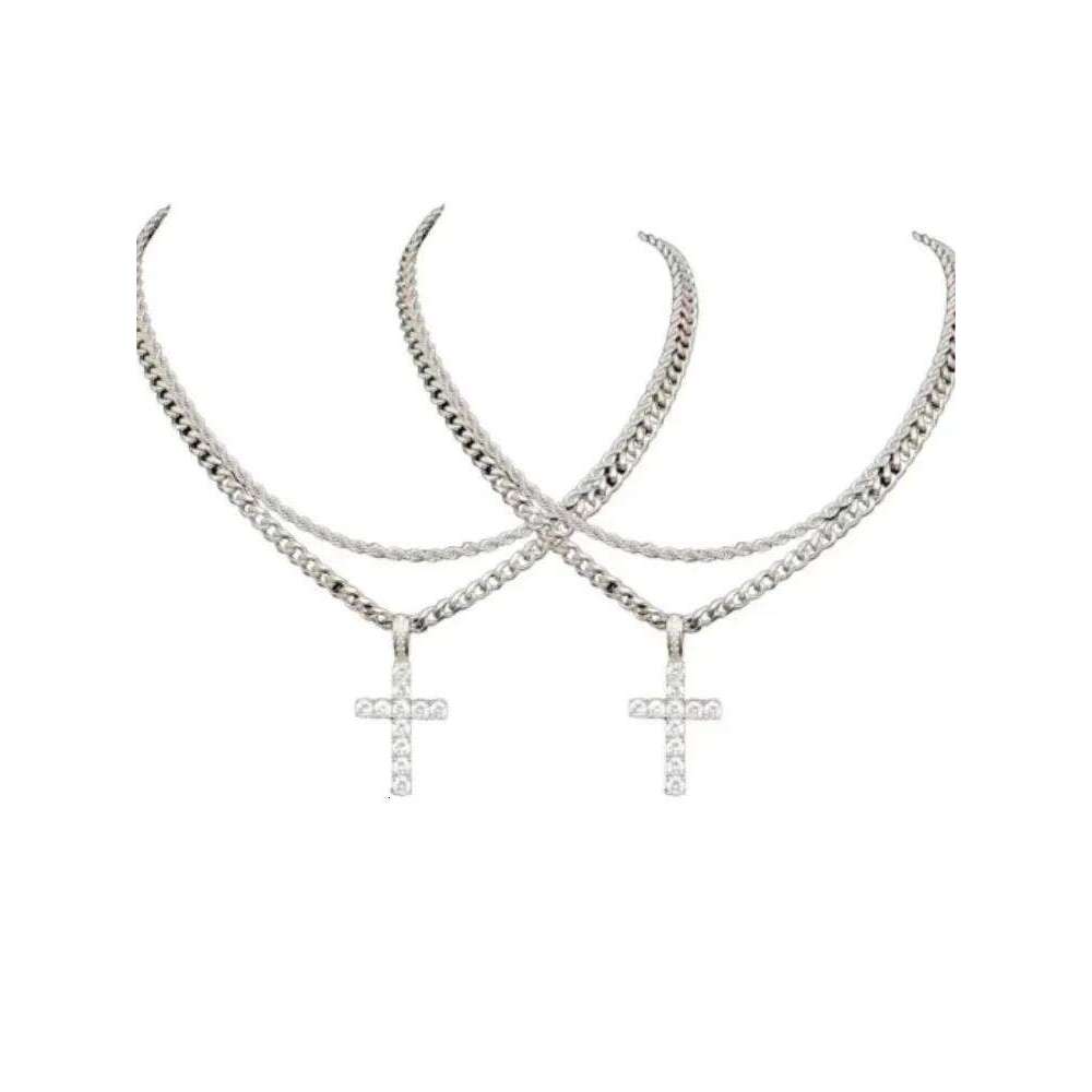 Fashionable Double + Cross, Unisex - 3mm Layered Cuban Chain Necklace Set Minimalist 20-24 Inches Gift H260312