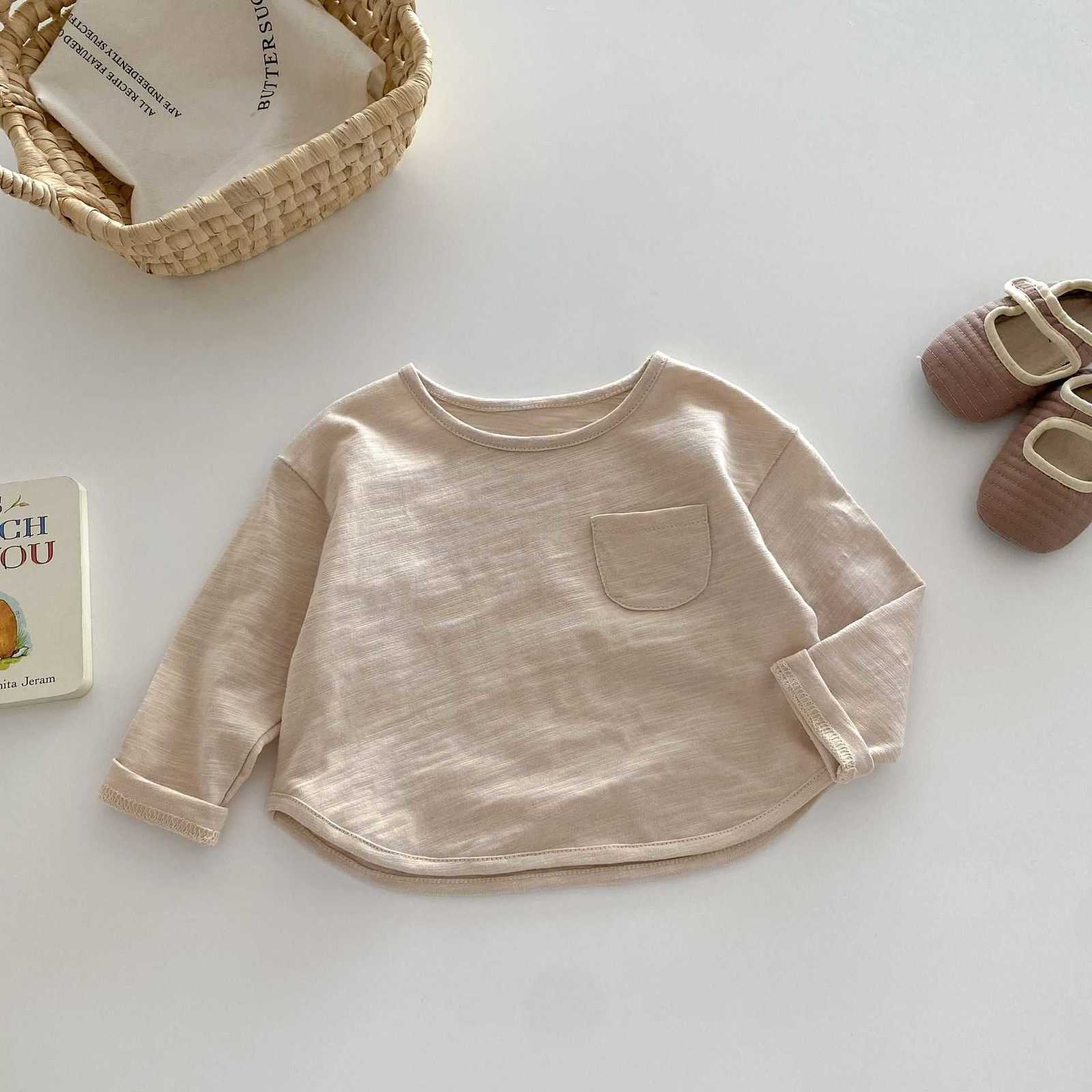 T-shirts Children's Bamboo Cotton T-Shirt Years Old Autumn Korean Children's Clothing Boys' Solid Color Base Shirt Baby Autumn Fashion