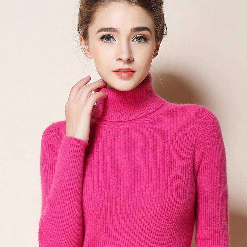 2026 Simple Women Turtleneck Sweater Winter Fashion Pullover Elastic Knit Ladies Jumper Casual Solid Black Female Basic Tops Z260313
