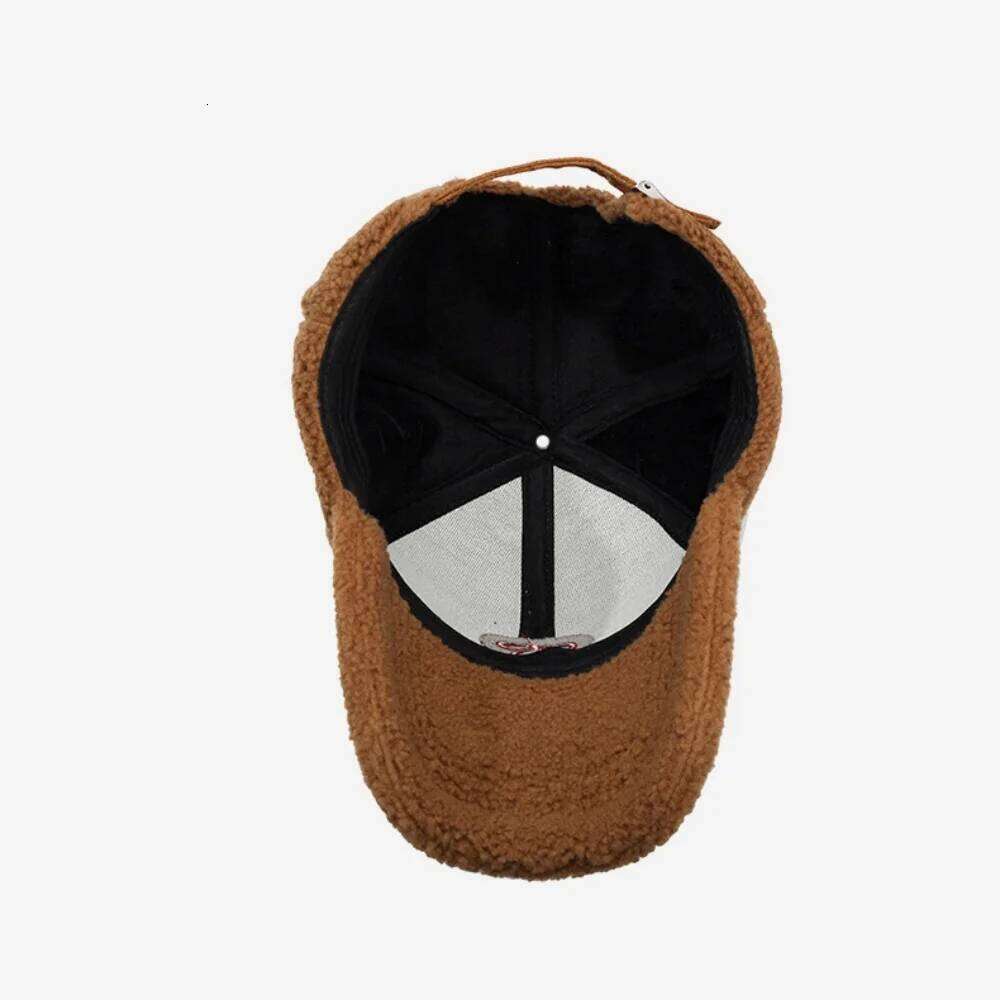 Sherpa Baseball Cap For Women Embroidered Heart And Bow Decoration Warm Winter Outdoor Sport Hat Ladies Z260313
