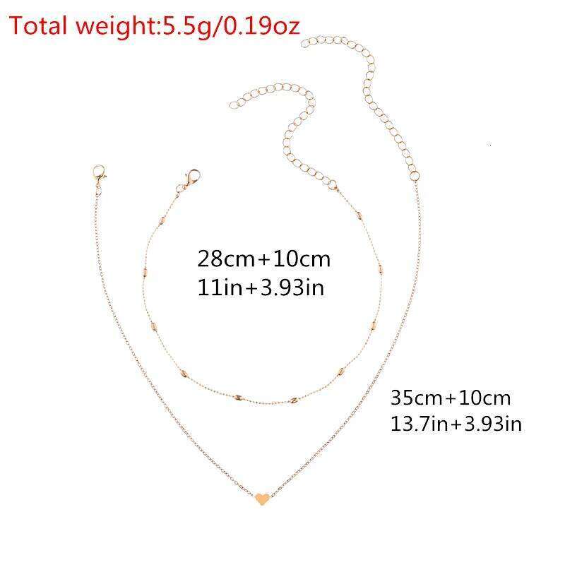 SUMENG 2024 New Fashion ly Style 2 Layers Heart Multilayer Chain Choker Necklace for Women Girl Gifts H260312