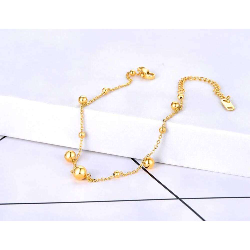 Lokaer Beads Anklets for Women Gold Color Stainless Steel Chain Anklet Trendy Summer Beach Jewelry Accessories Gifts A21030 Z260313