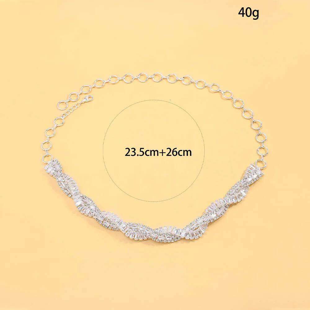 Sparkling Geometric Crystal Choker for Women Trendy Weave Rhinestone Short Necklaces Statement Party Jewelry H260312