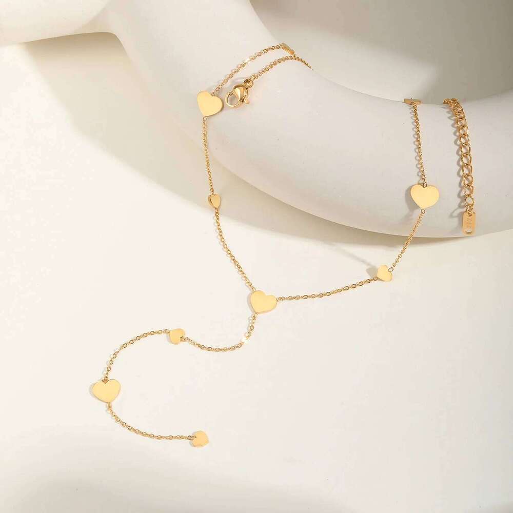 Heart Drop Lariat Necklace For Women, Y Shape Long Chain Stainlss Steel 18K Gold Color Layered Jewelry H260312