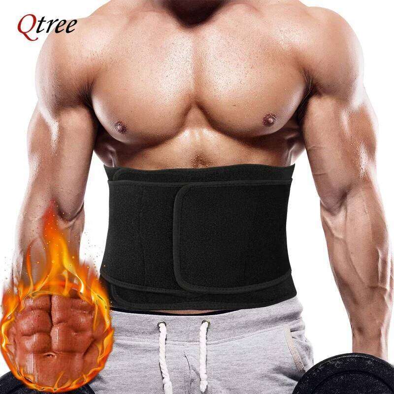 Qtree Men Waist Weight Loss Belt Slimming Body Shaper Workout Fat Burning Corset Sauna Sweat Wrap Fitness Trimmer Strap 26Y0313