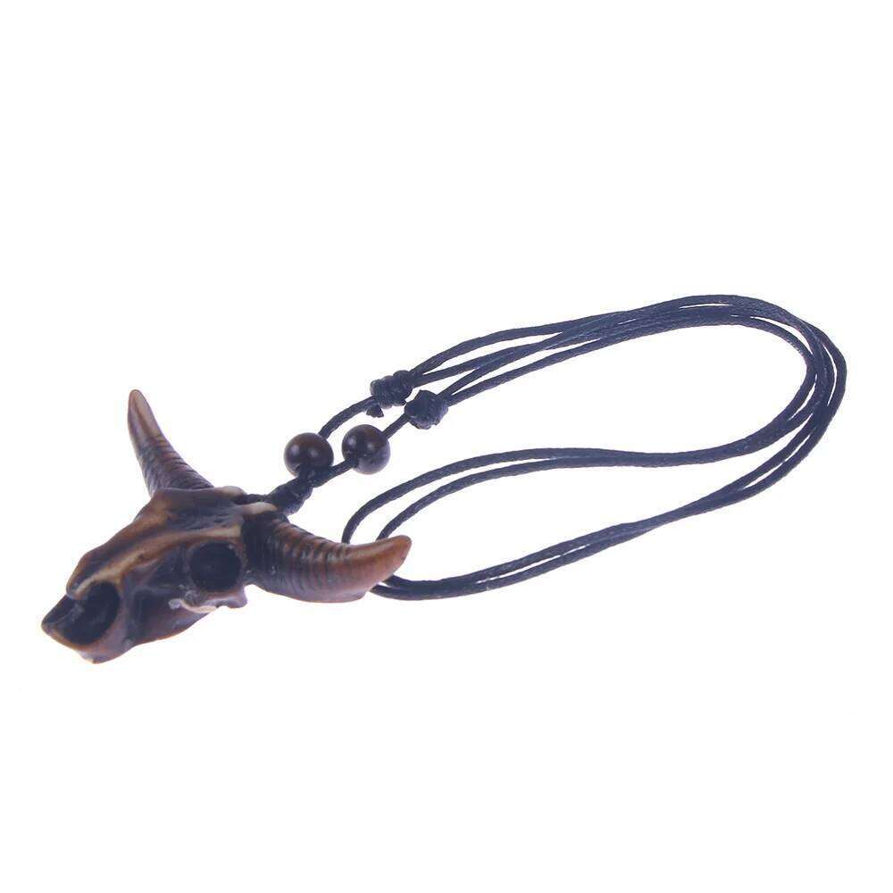 Ethnic Resin Gothic Skull Bull Head Pendant Adjustable Long Chokers Men's Necklace Animal Owl Charm Jewelry For Best Friend H260312