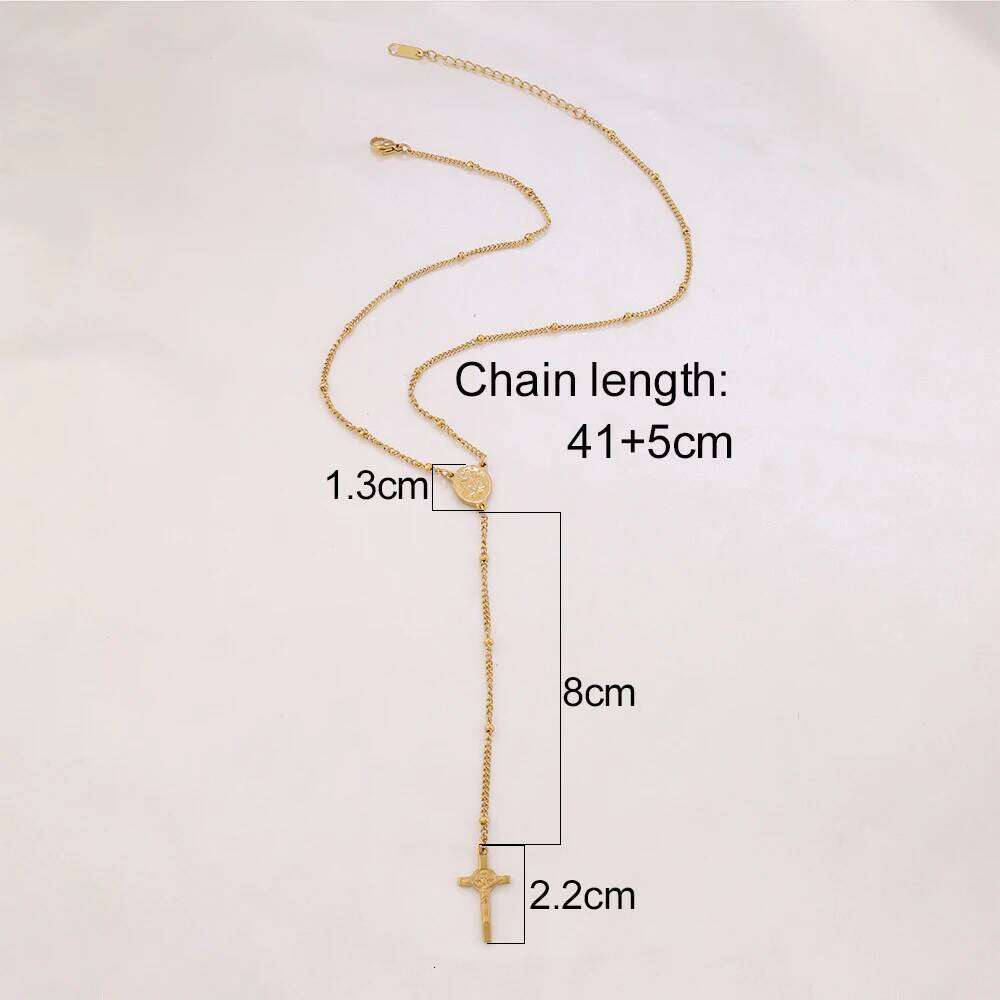 316 Stainless Steel Vintage Cross Religious Rosary Pendant Necklace Women Men Jesus Christ Sweater Chain Necklaces Jewelry Gifts H260312