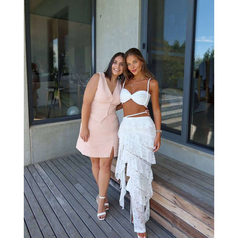 2026 New Sexy White Lace Long Skirt And Bikini Women 3Pcs Slipt Swimsuits Set Fashion Lady Biquini Swimwear Holiday Beach Outfit 26H0313