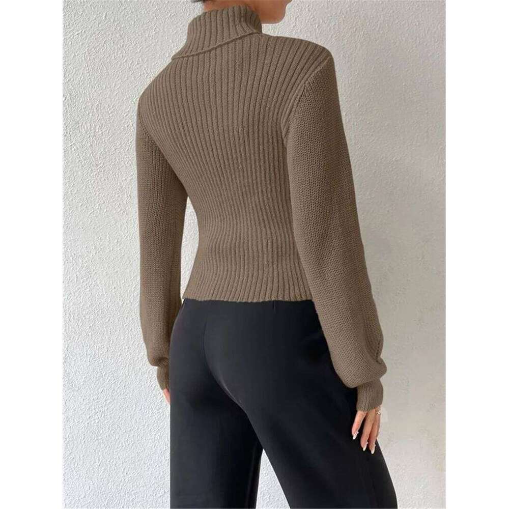 Autumn and Winter Sexy Loose Versatile High Neck Hollow Breast Leakage Sweater Women Z260313