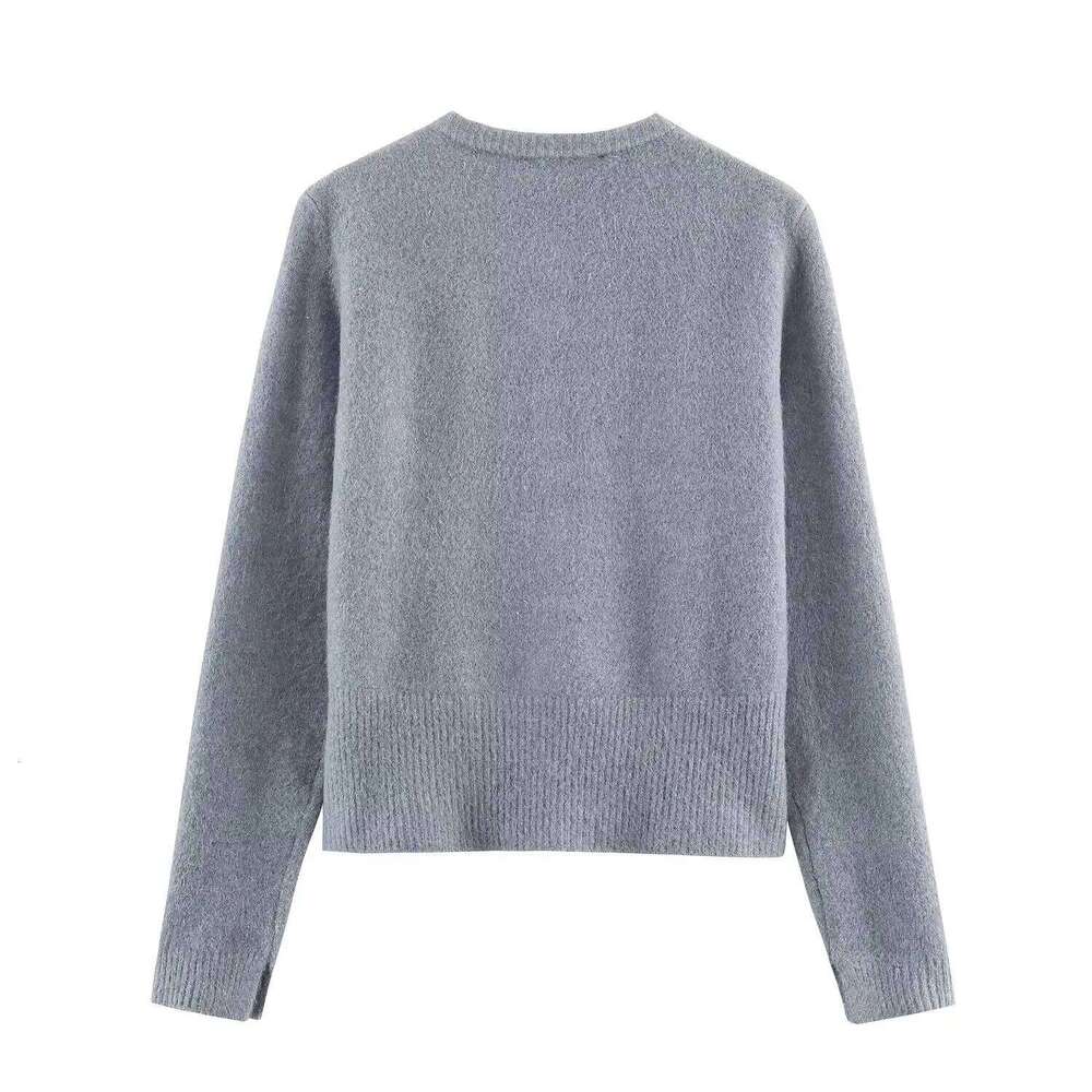 2026 Spring Autumn Women's Sweet Chic O-neck Buttons Open Sweaters Office Lady Casual Elegant Soft Knitted Gray Street Cardigans Z260313