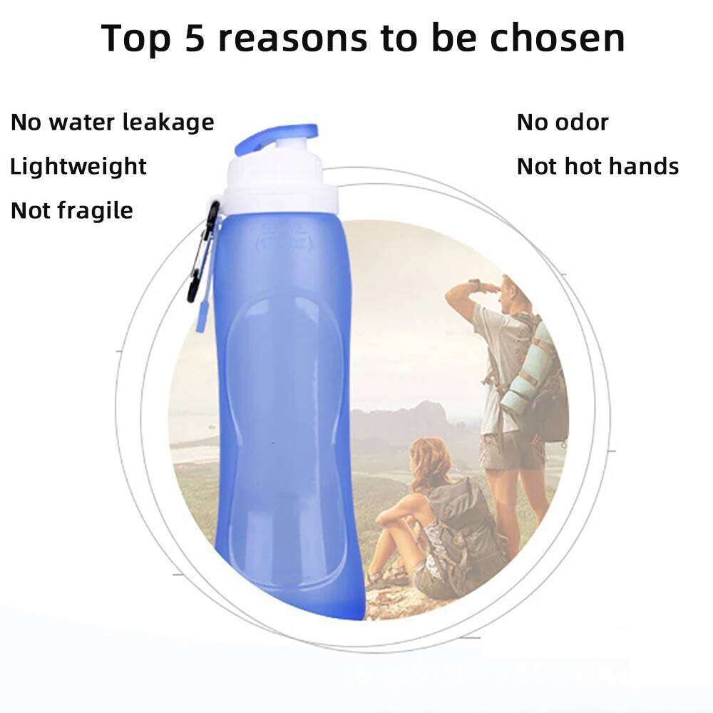Silicone Folding Soft Outdoor Sports Bottle Foldable 500ML Water Bag Running Camping Hiking Z260313